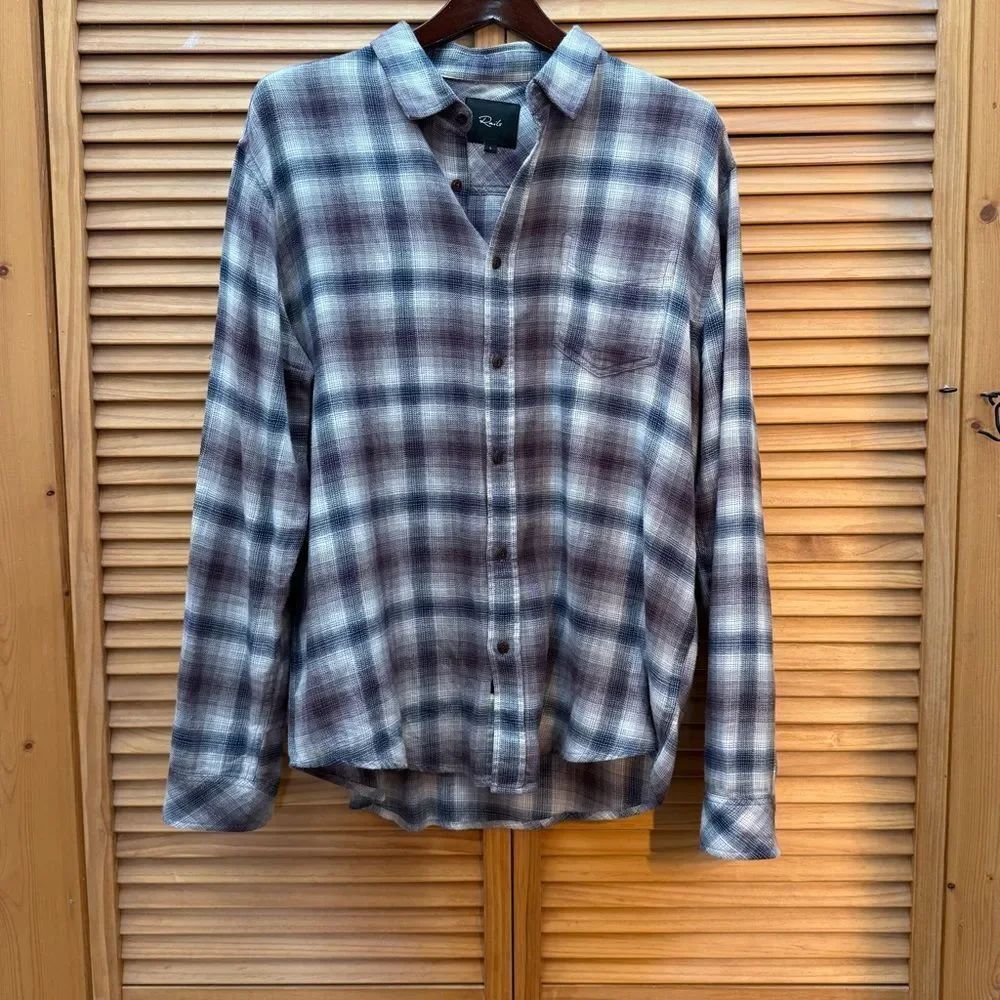 Rails plaid button up flannel size large
